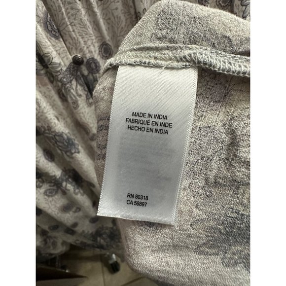 Lucky Brand NWT size L long sleeve gathered cuff and hem blue print Boho top - Picture 8 of 12